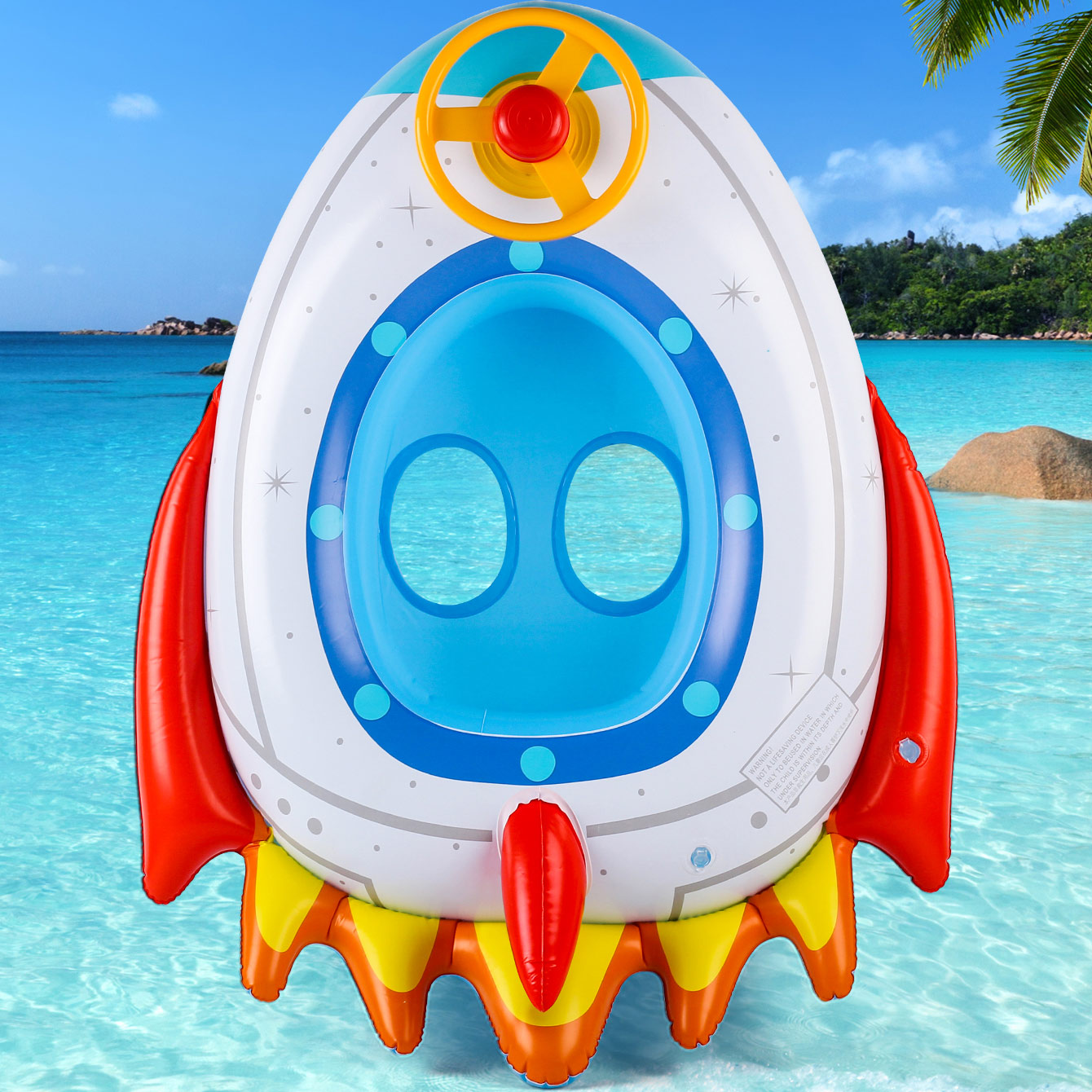 1PC Rocket-shaped Thickened In - огляд і ціна Pool Float Ring Inflatable
