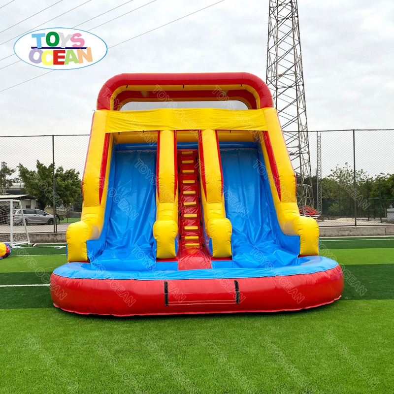 Red Yellow Blue Triple Lane In - огляд і ціна Water Slide Inflatable