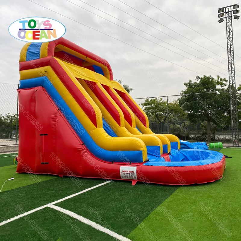 Red Yellow Blue Triple Lane In - огляд і ціна Water Slide Inflatable